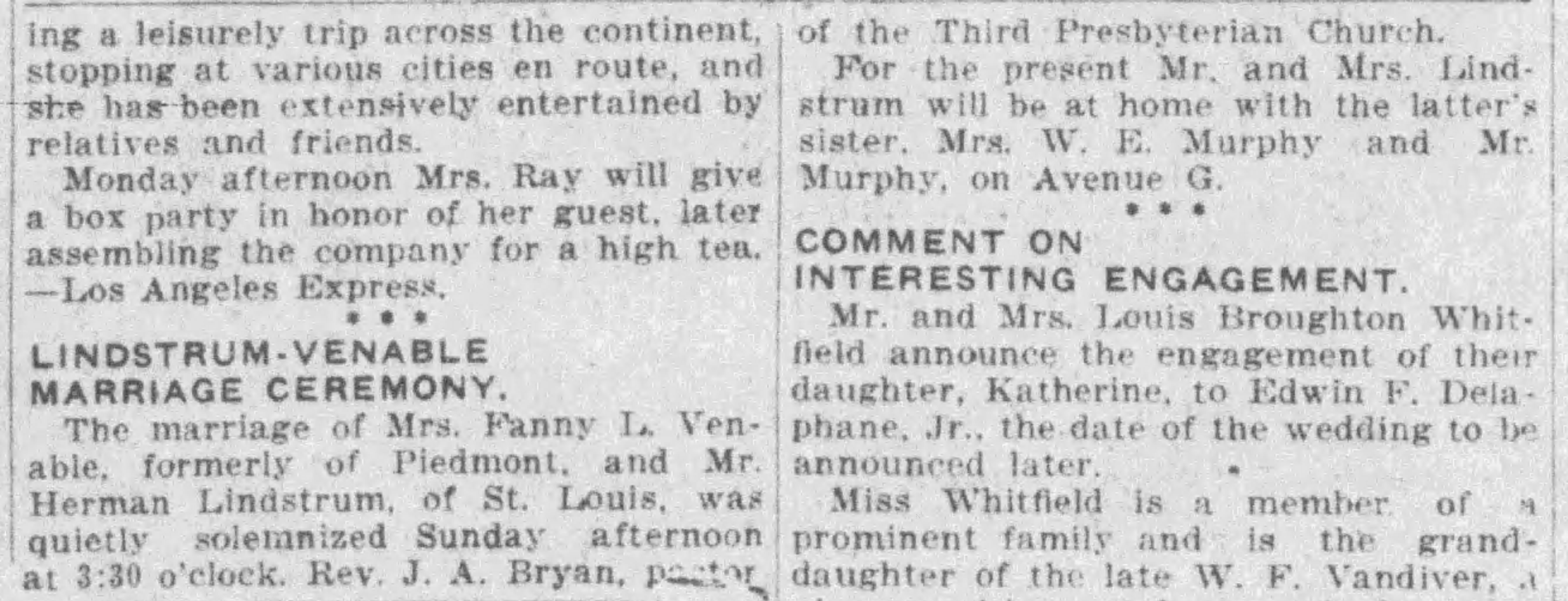 Fanny L. Venable-Herman Lindstrum